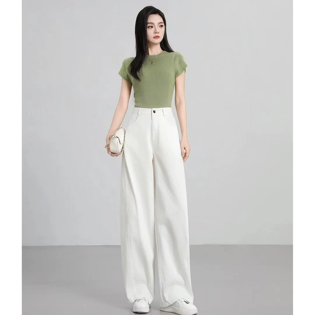 门店36&9！呼吸裤！100%棉/宽松显瘦直筒阔腿牛仔休闲裤女 C21055