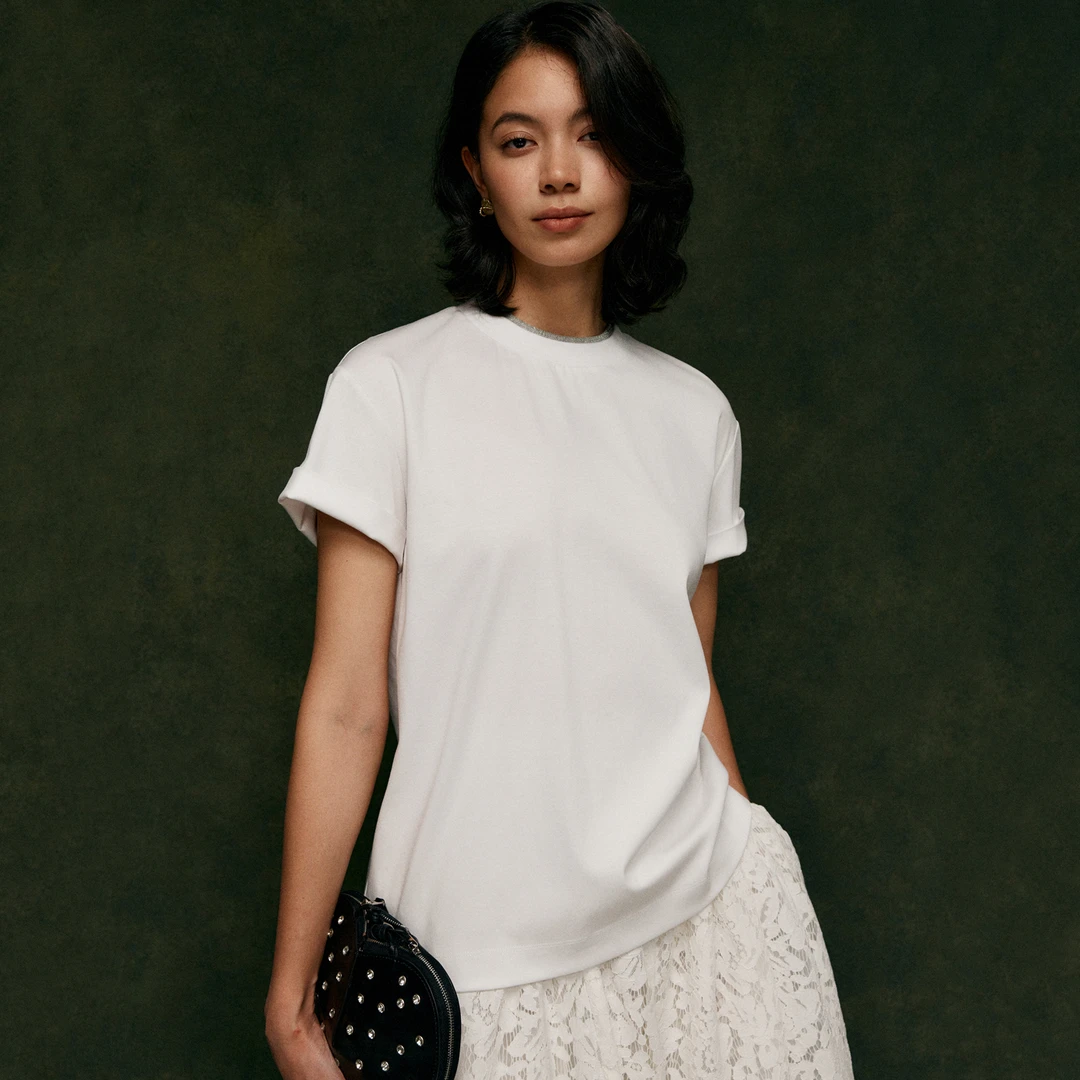 Z老板 BC经典款 白色T恤衫女春季高端气质休闲宽松短袖打底衫上衣