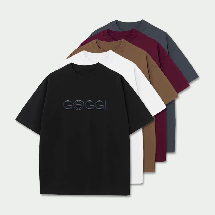 潮牌T恤 刺绣GG 纯棉宽松短袖百搭重磅男士圆领美式上衣5021203