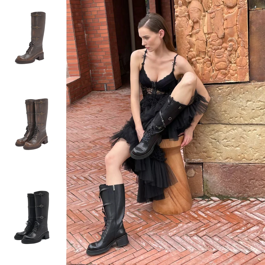 2024秋冬季新款高筒牛仔靴