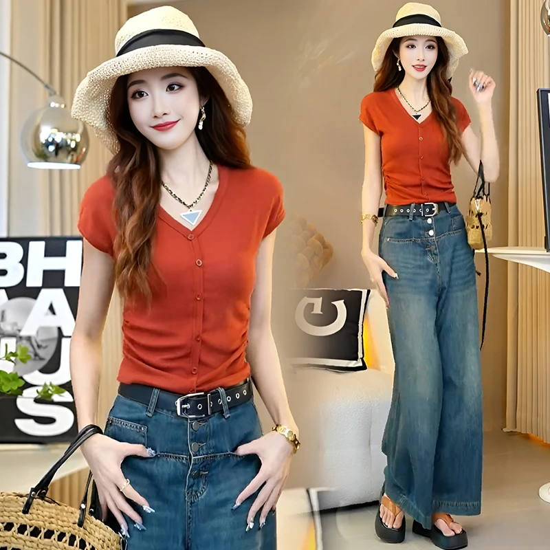 纯欲风辣妹短袖t恤女2025年夏季新款休闲百搭韩版修身显瘦上衣