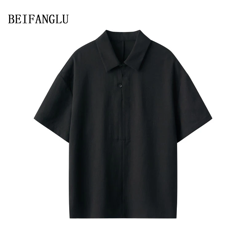 北方鹿夏季宽松休闲衬衫薄款通勤高级感短袖男10056