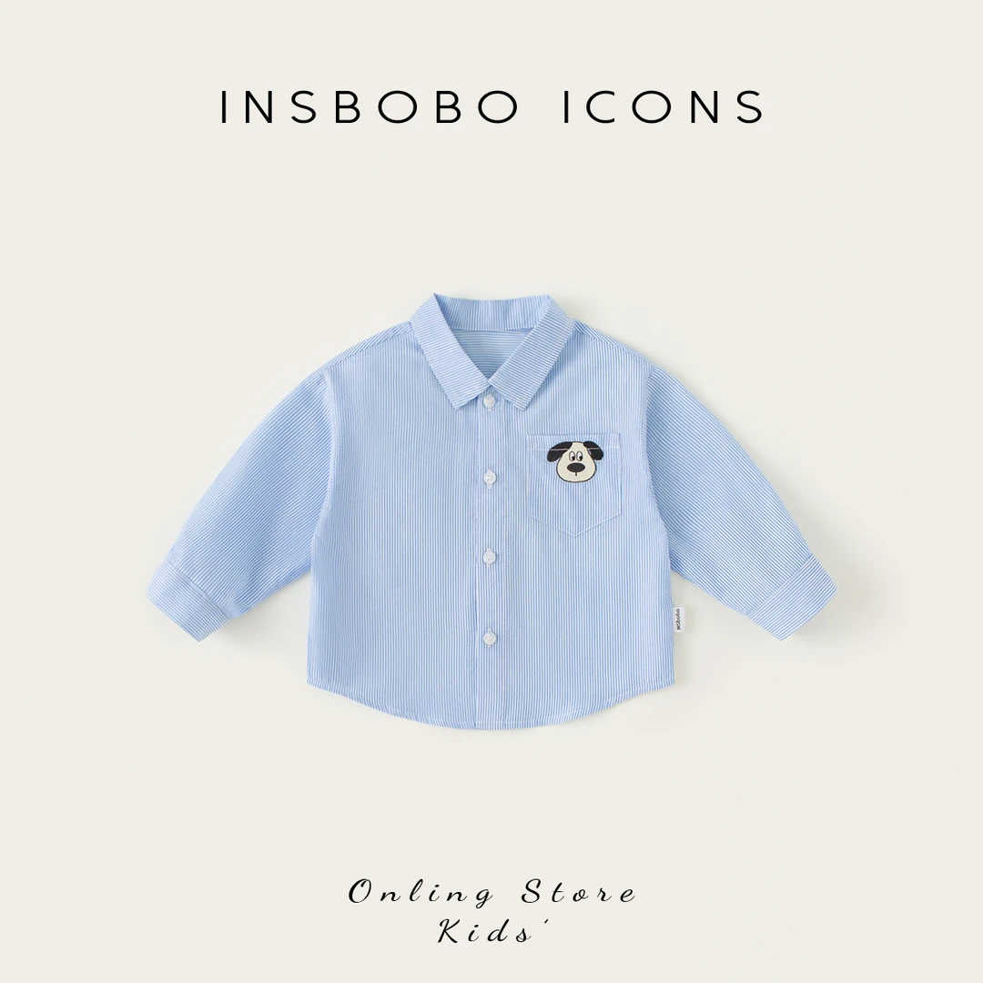 INSbobo儿童休闲衬衣春季新品条纹上衣可爱洋气衬衫CY85055
