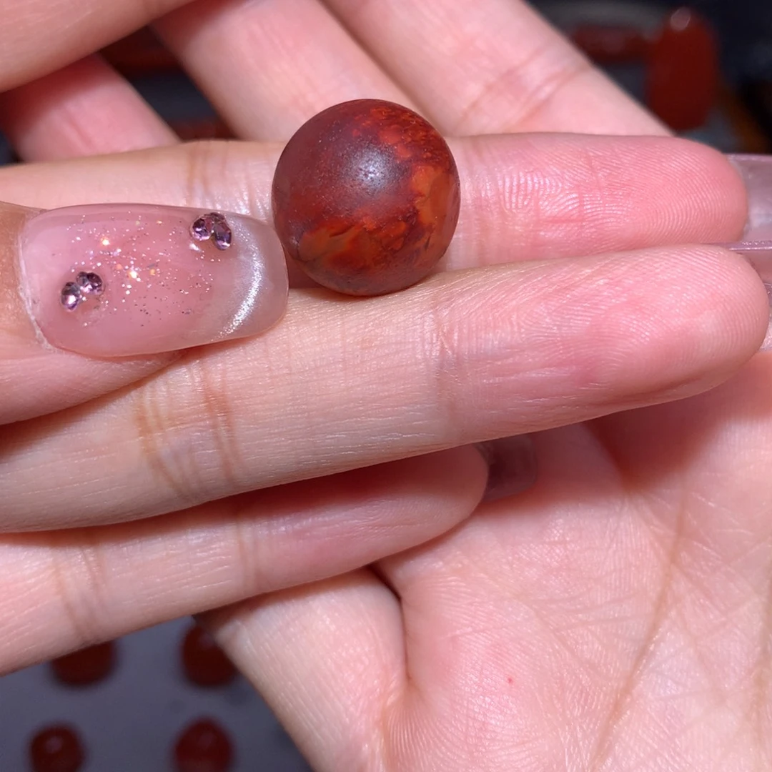 南红玛瑙火焰纹圆珠未镶嵌15