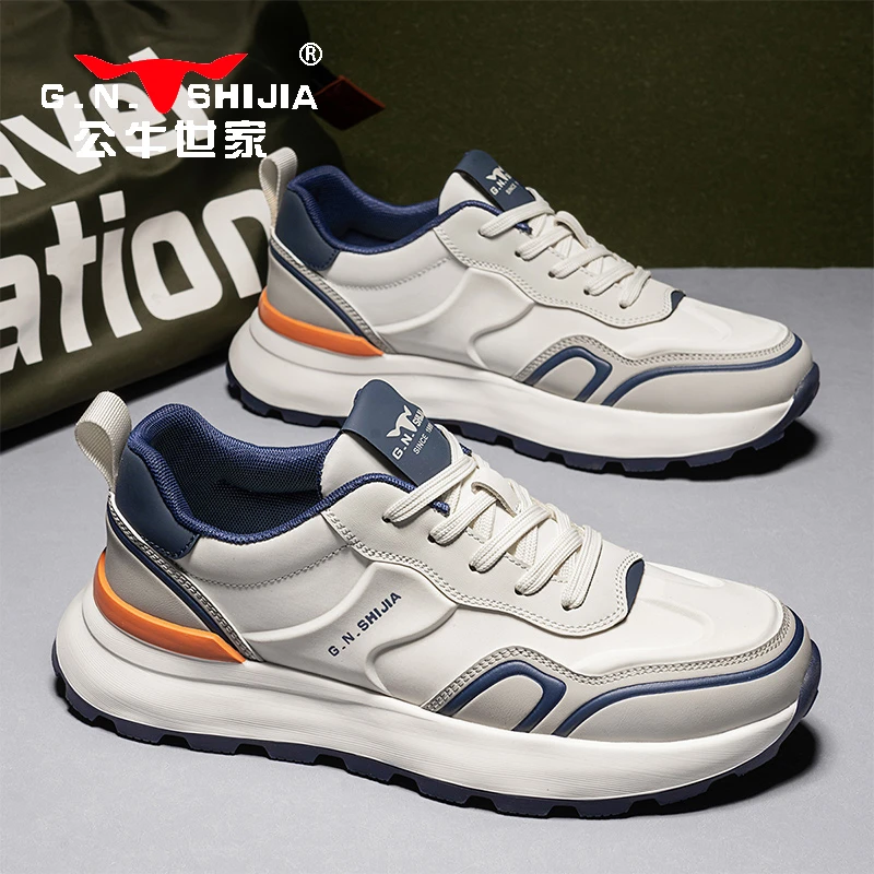 公牛世家男鞋春季新款高级感百搭休闲跑步运动鞋厚底阿甘老爹潮鞋