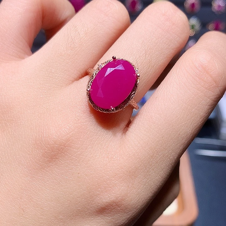 戒指红宝石银S925镶嵌