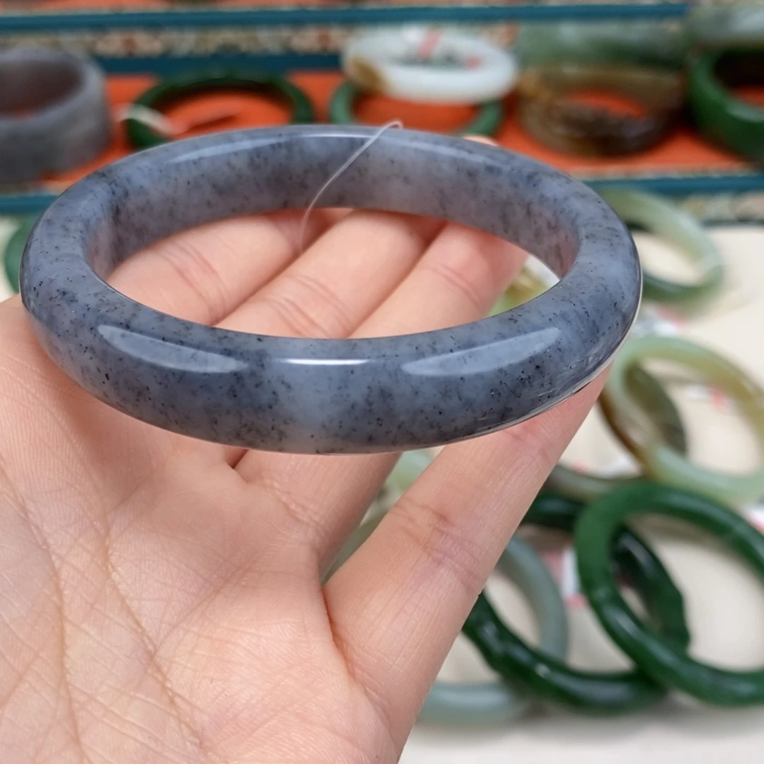 和田玉未镶嵌手镯青花手镯59.8#