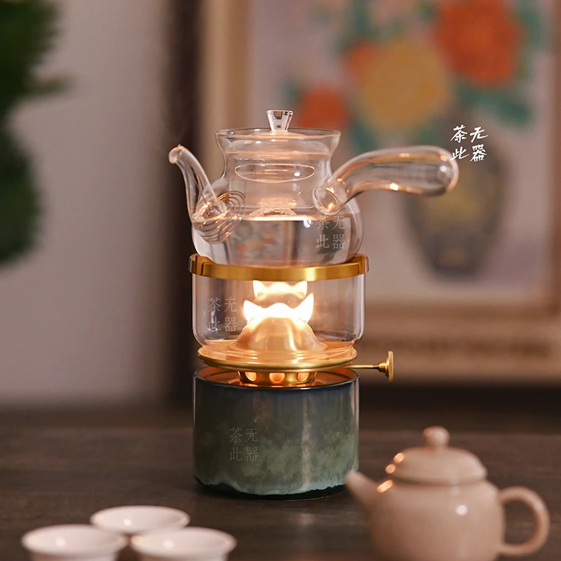 窑变绿简约空气灯煮茶炉陶瓷活火烧水炉潮汕功夫茶高级空气茶灯