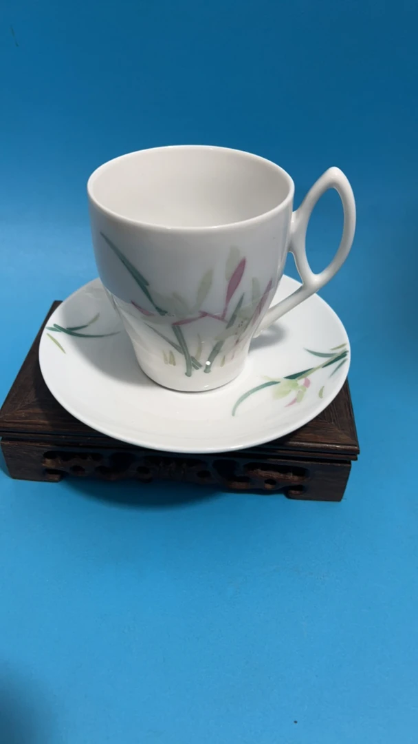 釉下彩手绘兰草@咖啡杯@茶杯@150毫升@轻微瑕疵*介意勿拍