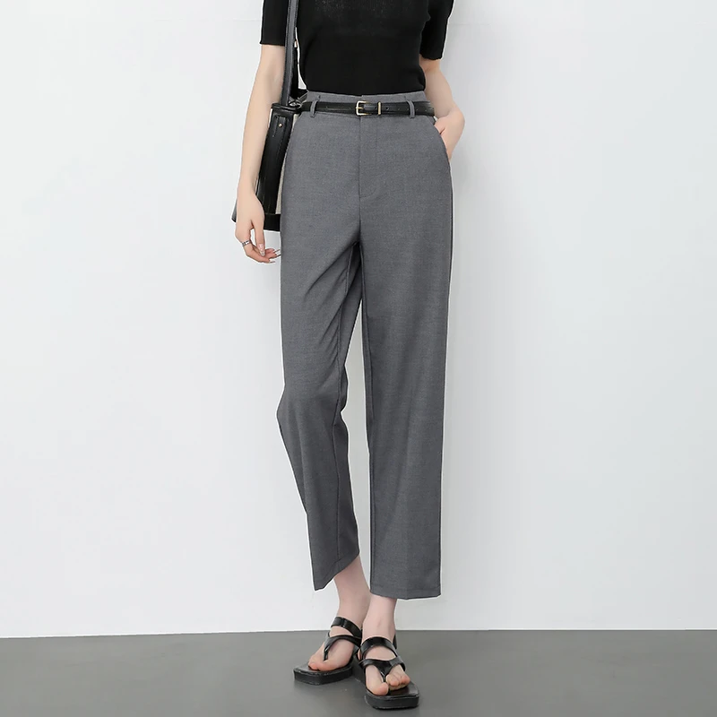 9612夏季新款高腰显瘦时尚薄款垂感九分休闲智慧裤