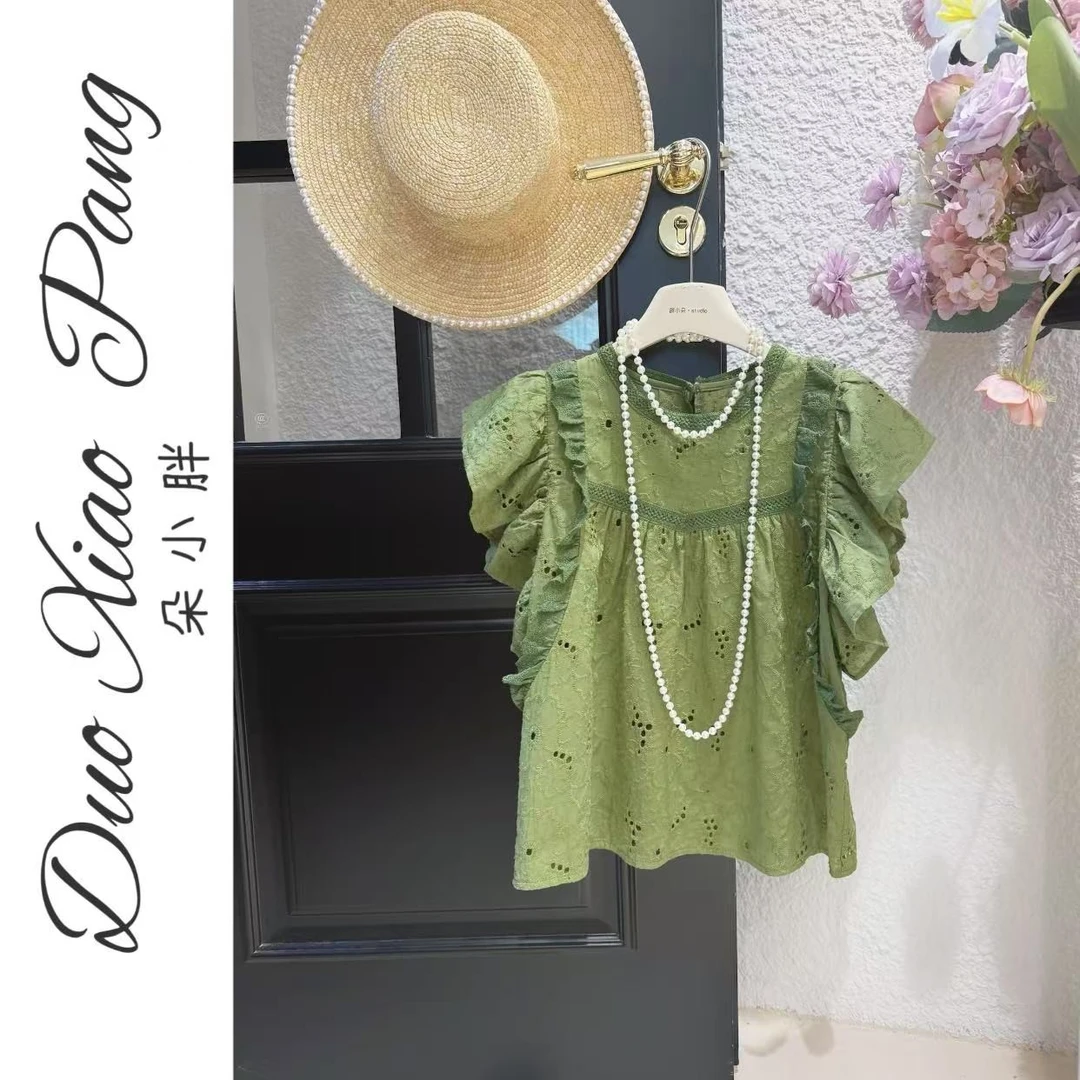 时尚常规款法式风衬衫小衫设计感打底衫宽松型蕾丝6685