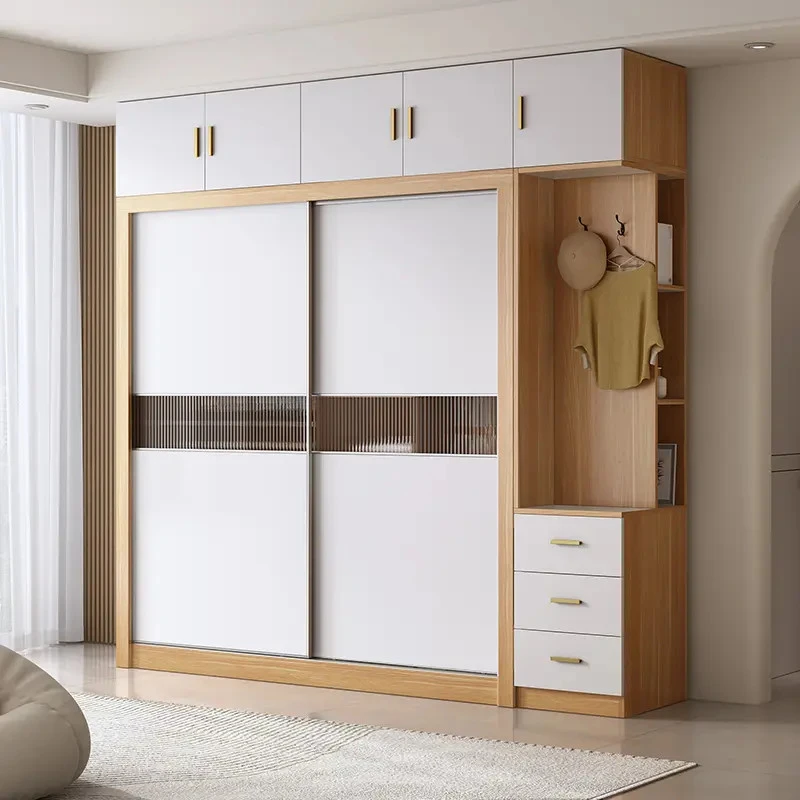 实木衣柜家用卧室2025新款推拉门衣柜简约现代纯实木大衣橱