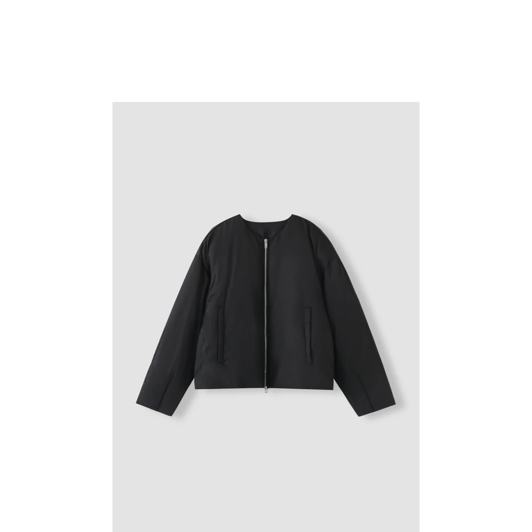 【娜姐专属】特惠来袭~轻薄圆领保暖简约短款羽绒服 黑色HWZF039X