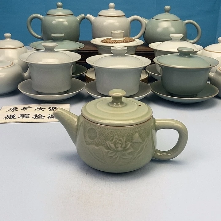 壶翠绿釉荷花石瓢壶原矿原釉原产地