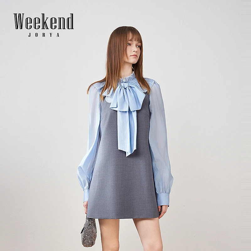 【商场同款】卓雅周末25季新款复古宫廷风垂坠撞色连衣裙ERW4L26A