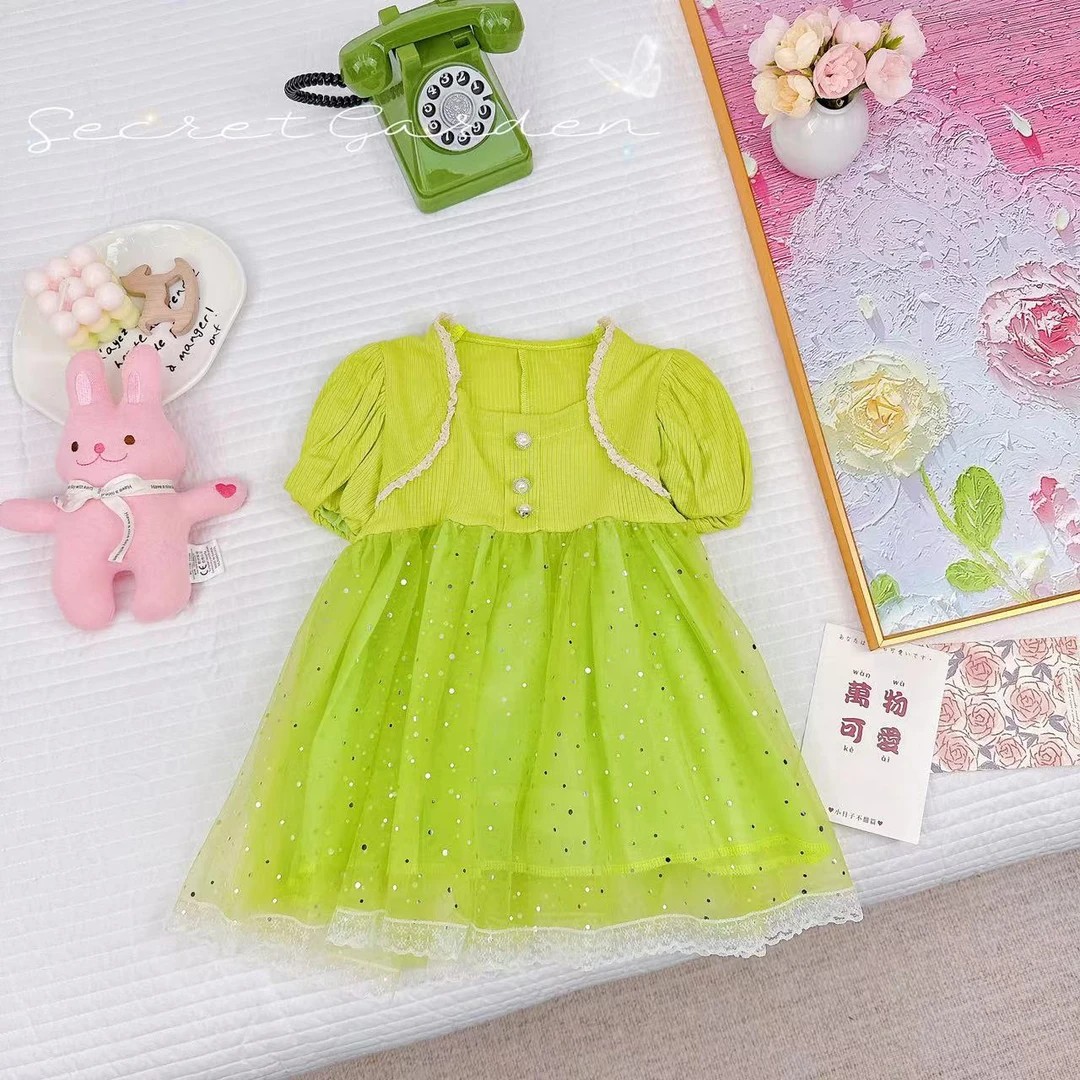 Dany.rabbit 夏款新款2023女童小香风方领网纱公主裙.D-C805