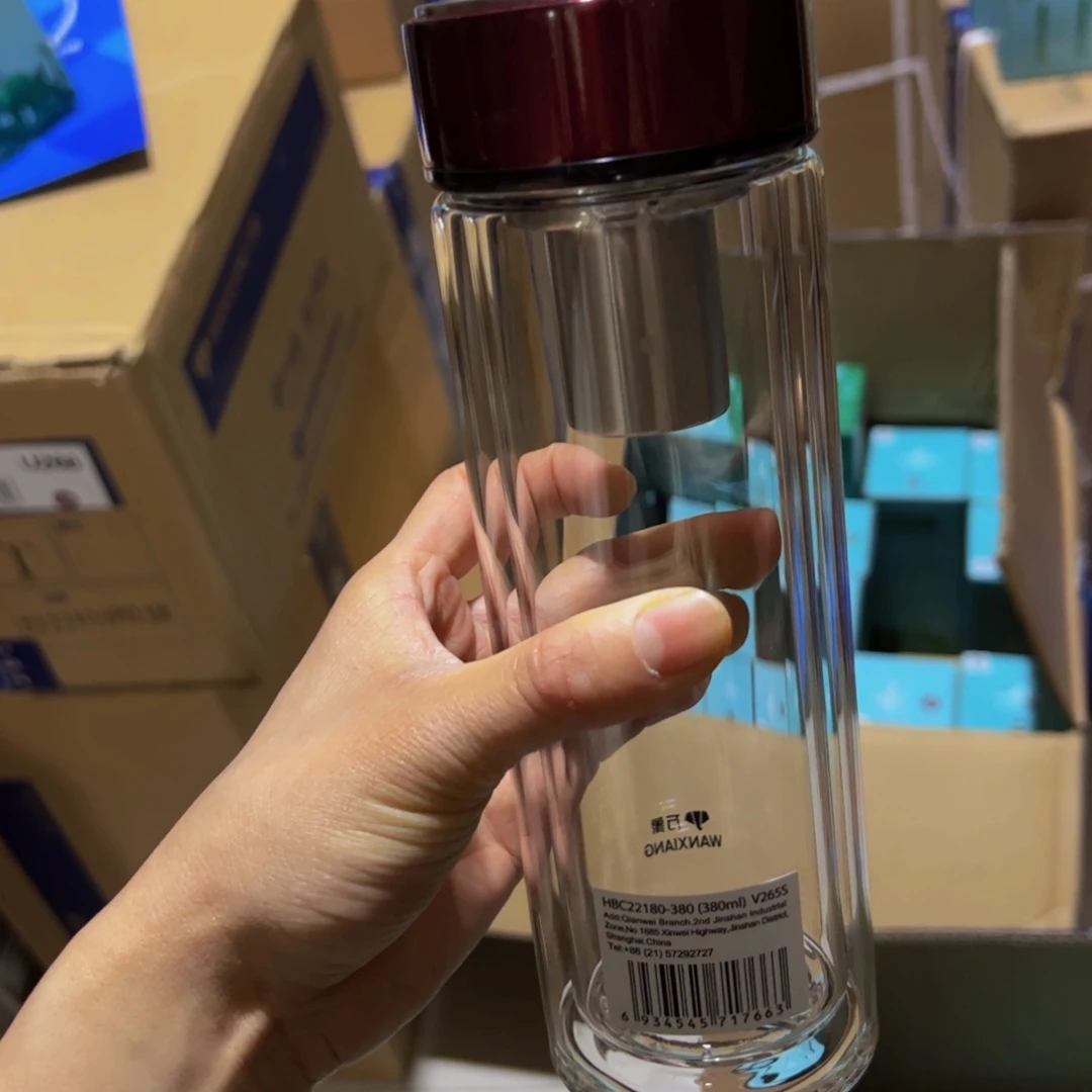 万象v265s双层玻璃红色380Ml➕杯套