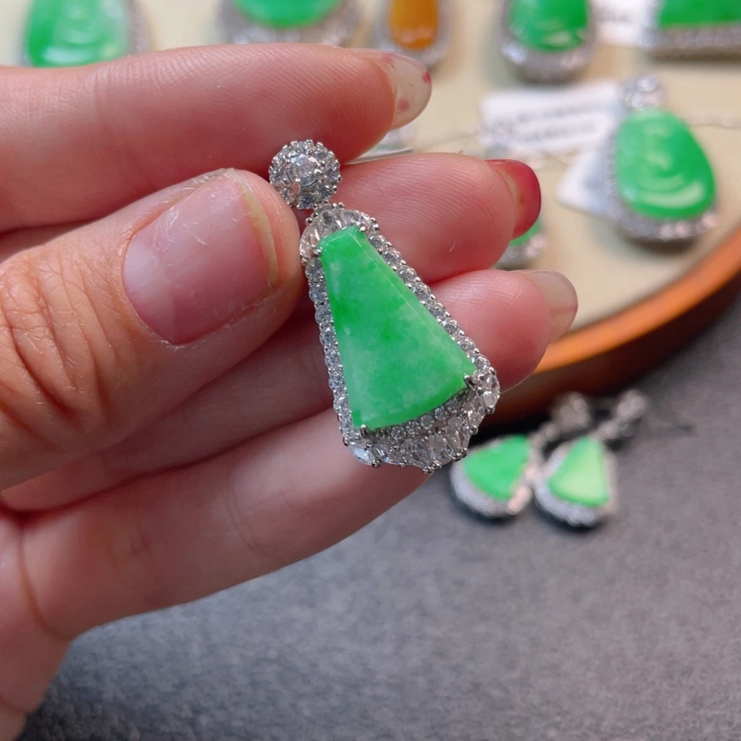 翡翠吊坠(不含链)银S925镶嵌