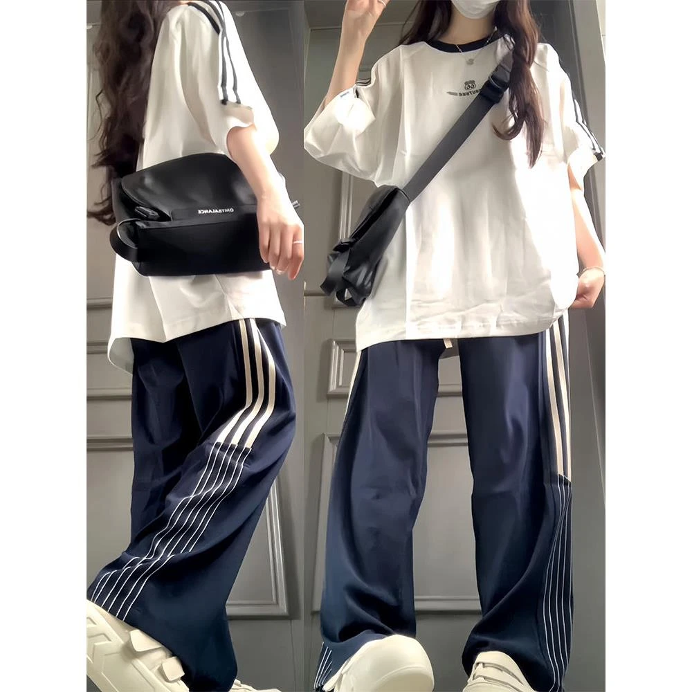 新款休闲少女运动服套装女夏季学生宽松显瘦减龄短袖长裤两件套