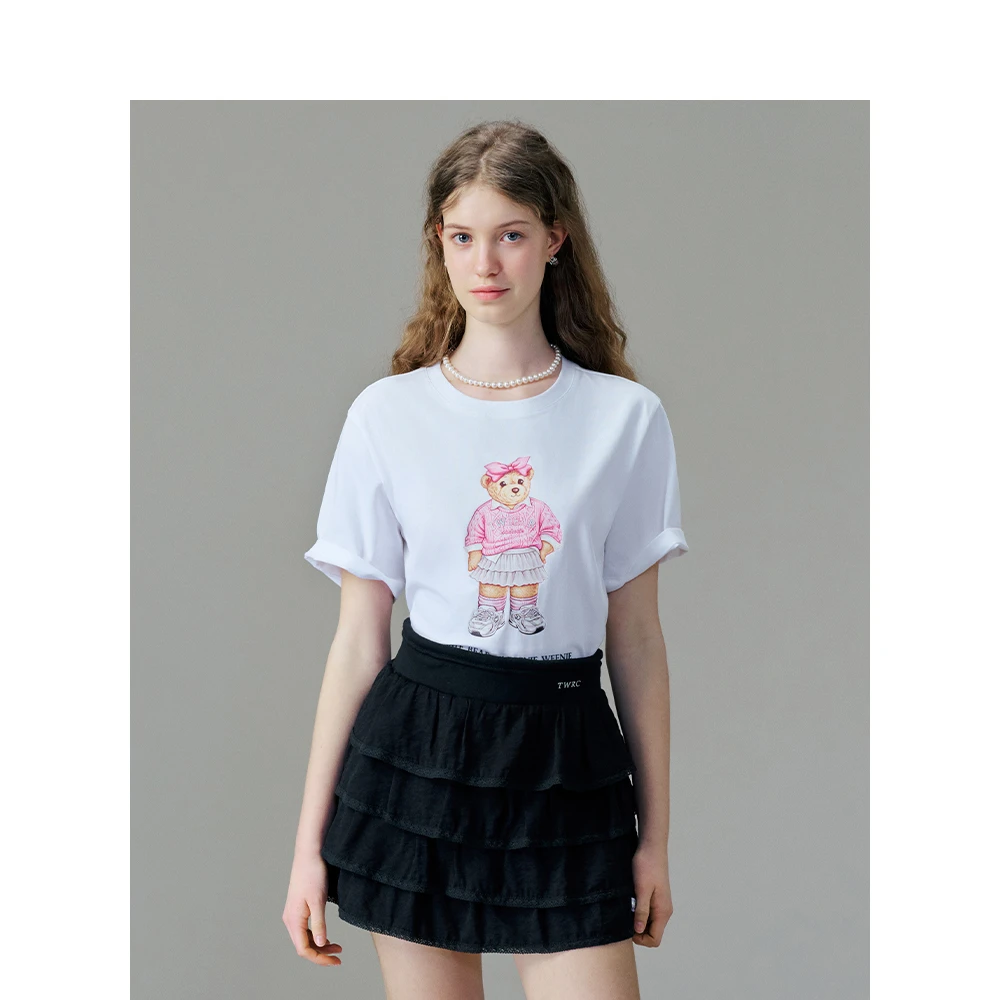 Teenie Weenie小熊女装2025新款TTRA251201E短袖圆领T恤