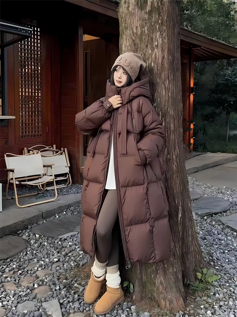 TY[现货] 清货!! 爆款! 【国标鸭绒】飘带长2024新款加厚保暖宽松过