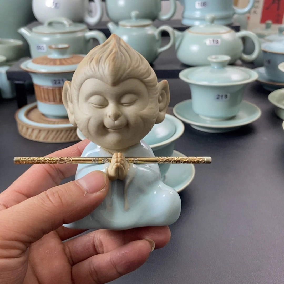 追***1一级品天青釉悟空