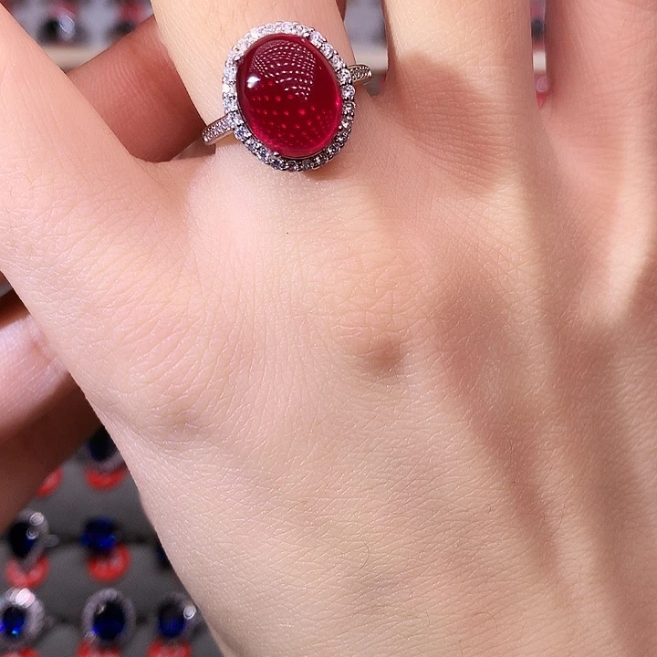 红宝石戒指银S925镶嵌