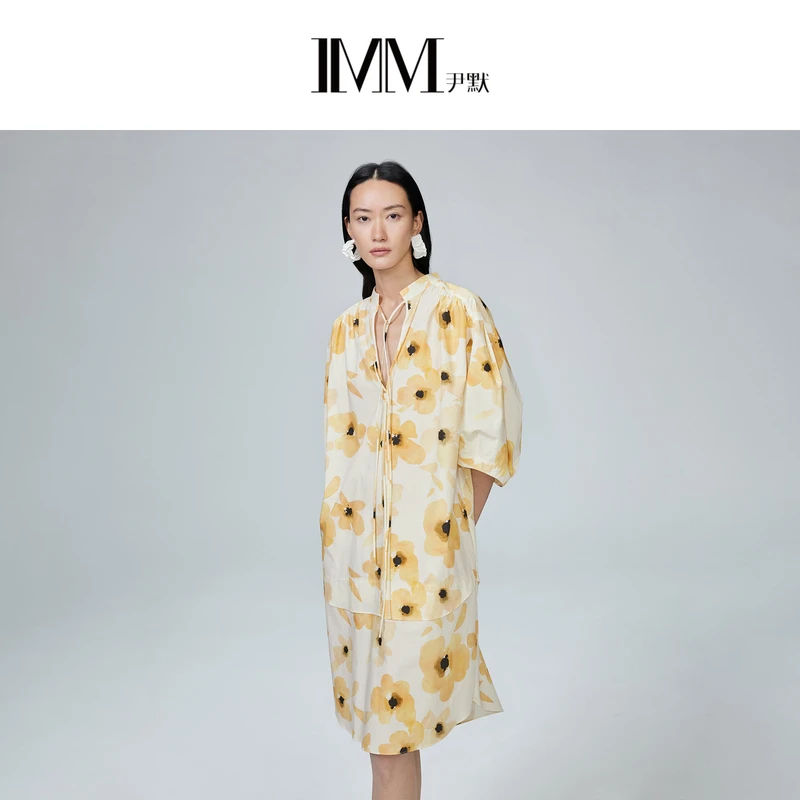 【纯棉系列】IMM尹默女装新疆长绒棉花纹图案廓形连衣裙夏新品