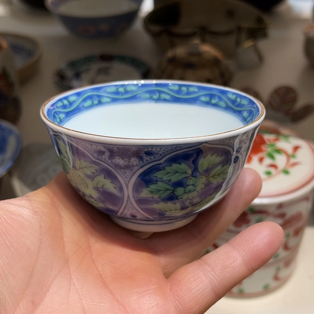 默认微瑕 陶瓷老库山 青花 釉下 压手杯 144号