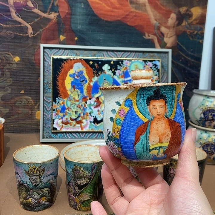 手工手绘阿弥陀佛宝瓶
