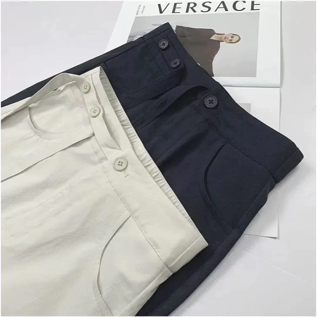 【飘带设计】夏季通勤高腰气质后开叉系带直筒半身裙中长款显瘦裙子