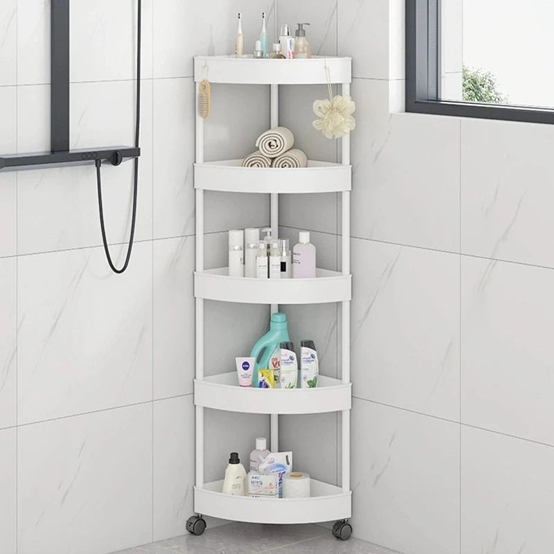 卫生间置物架落地式三角浴室夹缝多层收纳架厨房调料储物架小推车