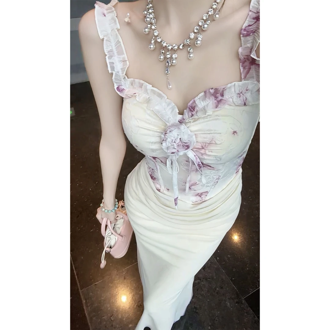 白白【白梨小池】性感纯欲小众设计感小飞袖拼接连衣裙 LBBYN49348