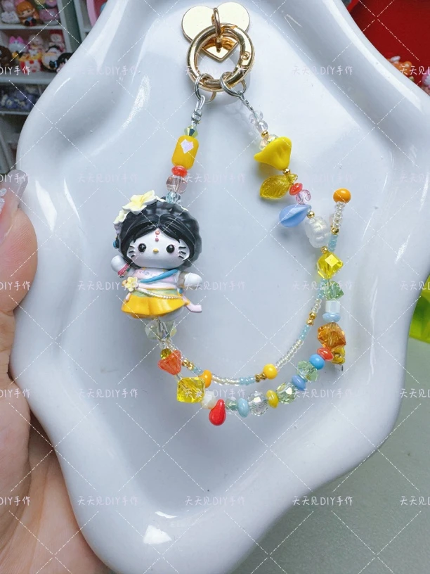 非金属亚克力手链 DIY饰品挂绳白色手机链串珠彩色儿童可爱配饰