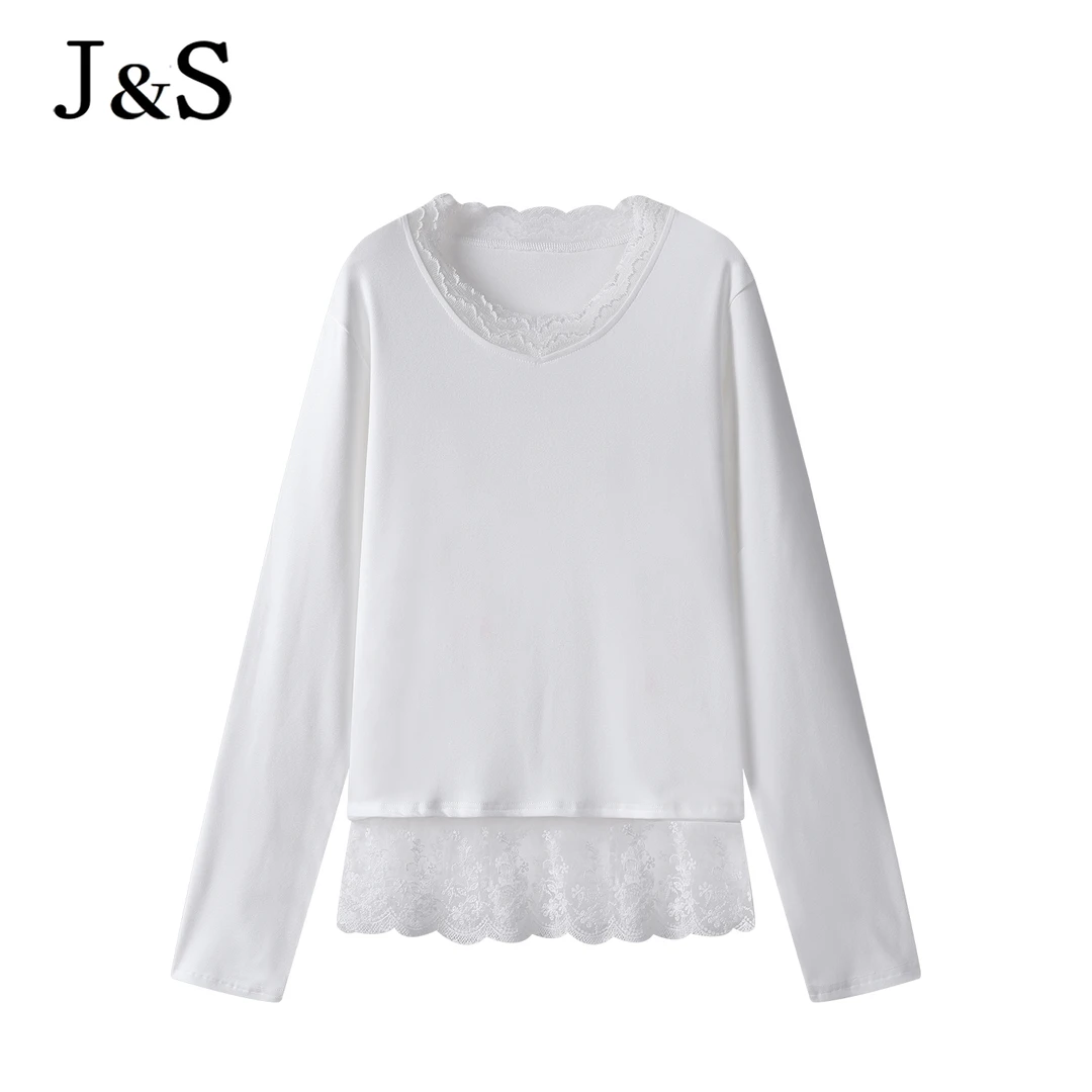 胖MM蕾丝打底衫女2025新款白色小衫内搭高级感秋冬长袖气质上衣