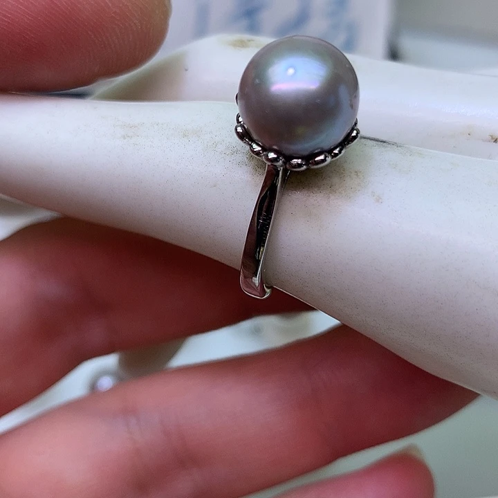 银S925镶嵌耳饰淡水珍珠