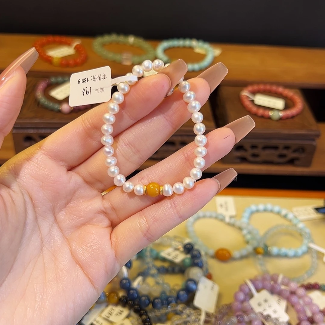 水晶手链银S925镶嵌珍珠196