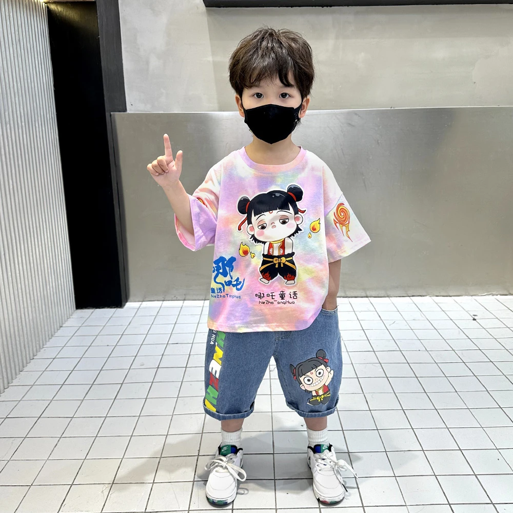 哪吒儿童服装男童夏季套装2025新款潮酷男孩短袖痞帅宝宝夏装衣服