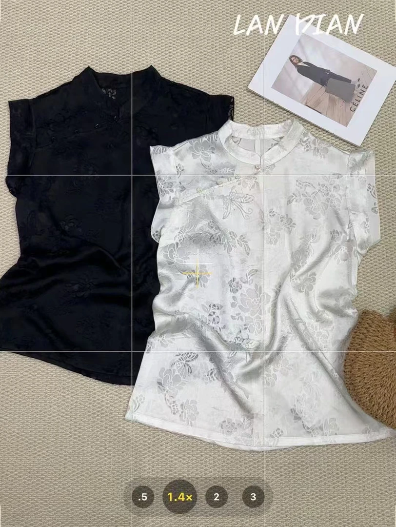 薄款夏季常规新中式提花碎花衬衫女装镂空白色复古风