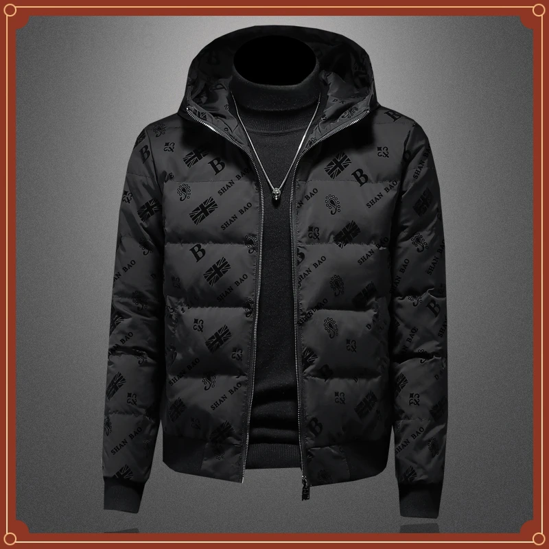 冬季潮流时尚保暖羽绒服男士加厚大码冬装2024新款休闲男连帽外套
