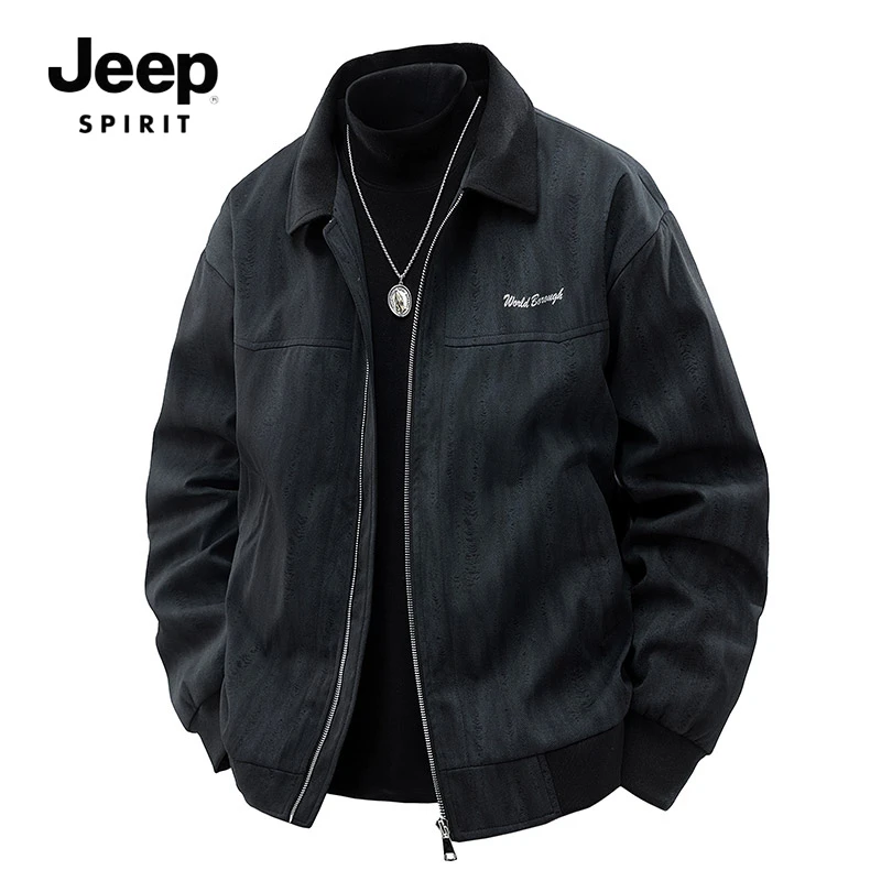 JEEPSPIRIT吉普高级感条纹外套夹克痞帅休闲宽松时尚潮流春季夹克