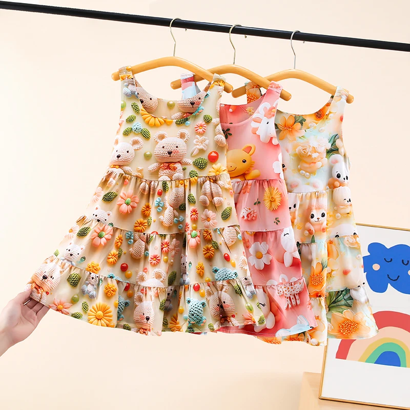 儿童女千金风夏季碎花休闲风连衣裙宝宝小女孩洋气童装无袖婴儿
