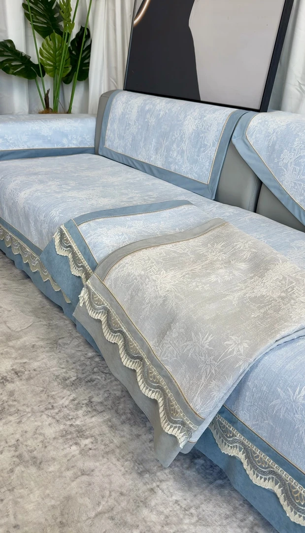 【全尺码】新款竹影飘香 雪尼尔轻奢简约防滑沙发垫