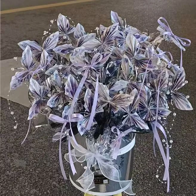 蝴蝶有钱花抱抱桶创意diy生日礼物手工材料送男女朋友创意礼品