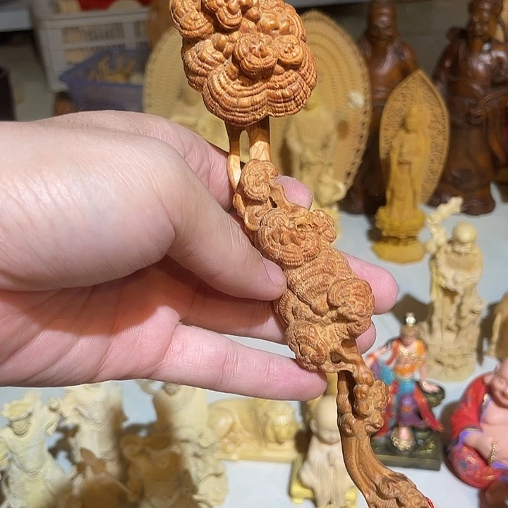 黄杨木小瑕疵灵芝如意