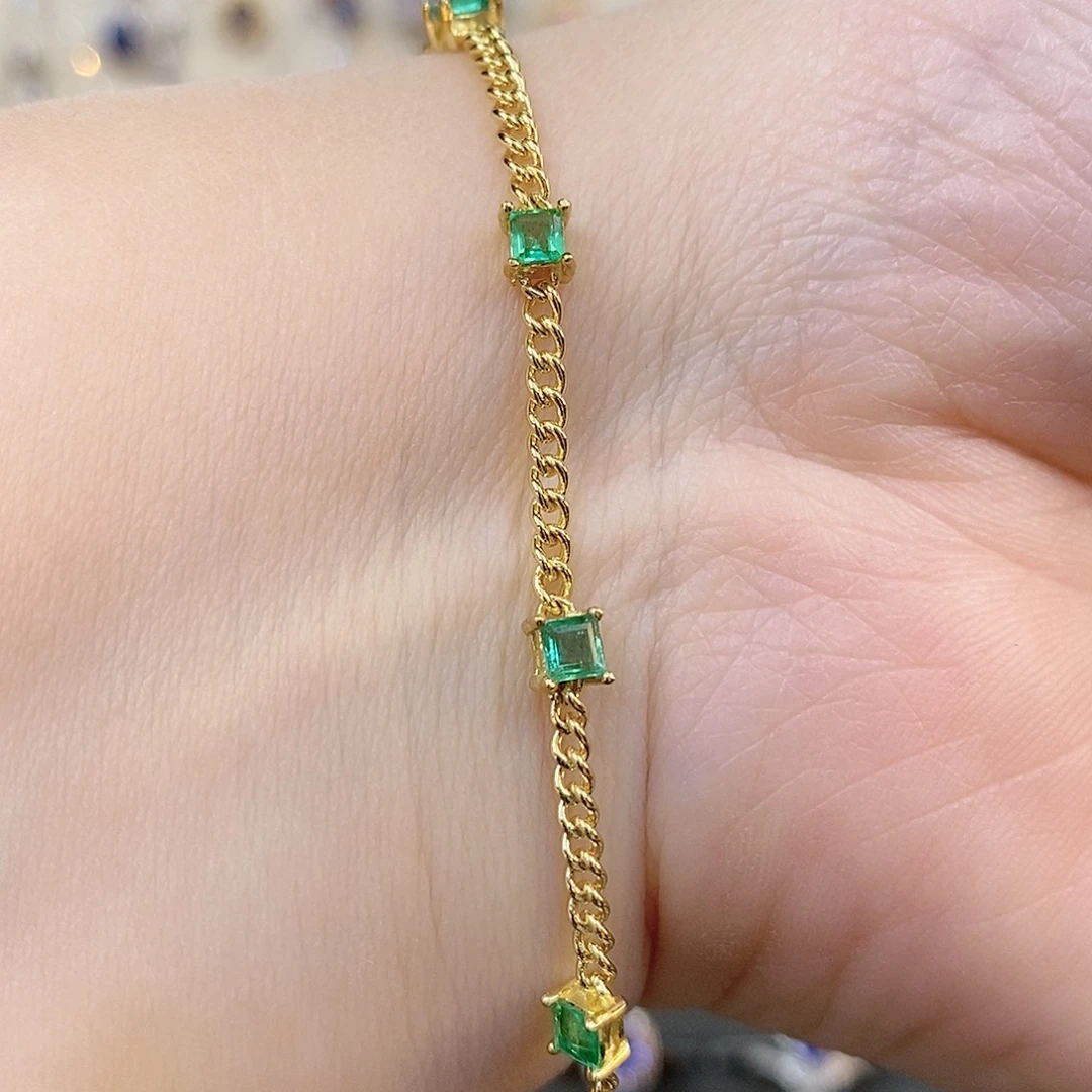 祖母绿手链银S925镶嵌