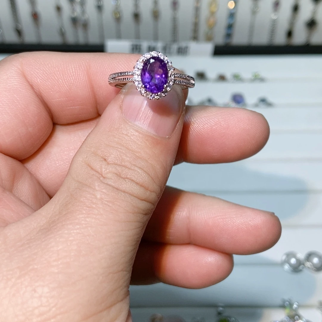 绿水晶戒指银S925镶嵌