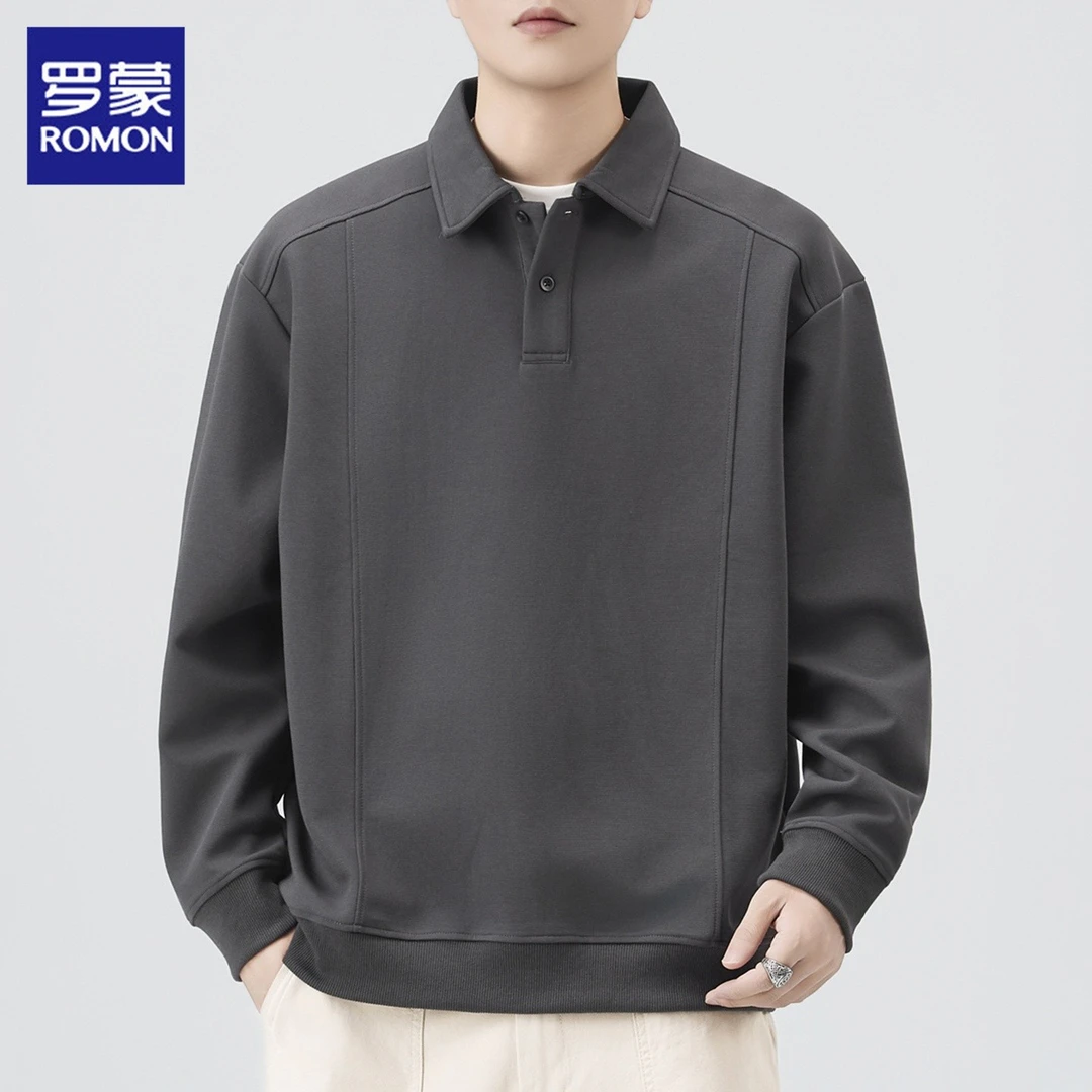 罗蒙男士长袖卫衣秋季新款宽松痞帅慵懒风潮流休闲打底上衣男装
