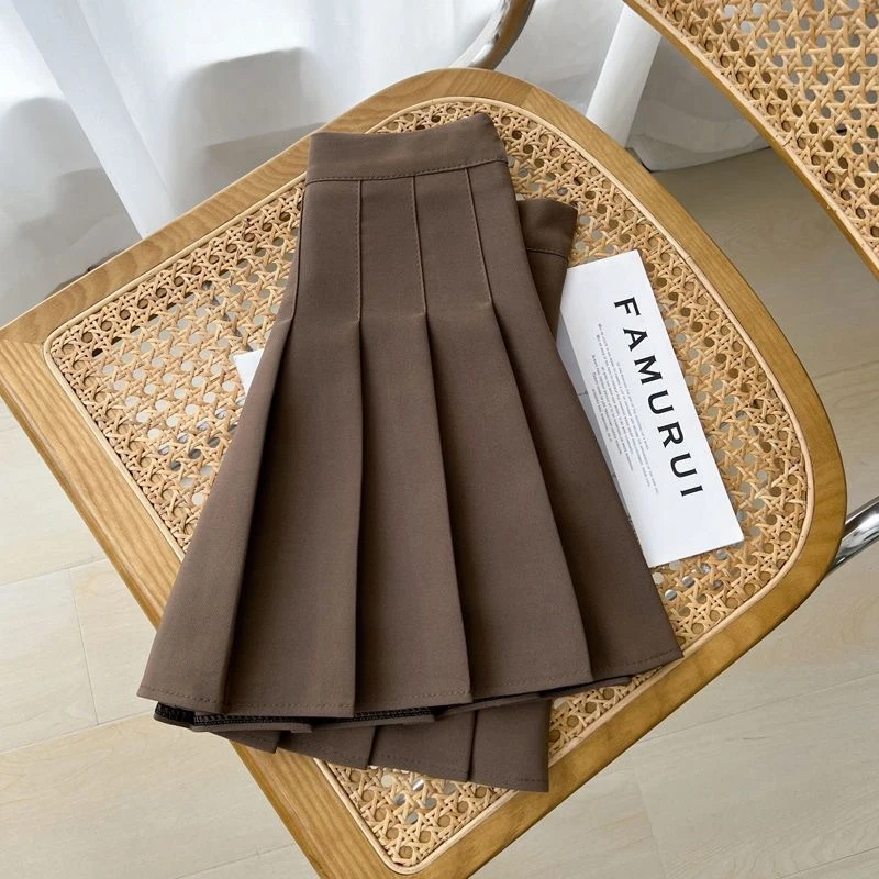 百褶裙短裙女春夏季节新款半身裙新款高腰a字裙显瘦黑白色 防走光