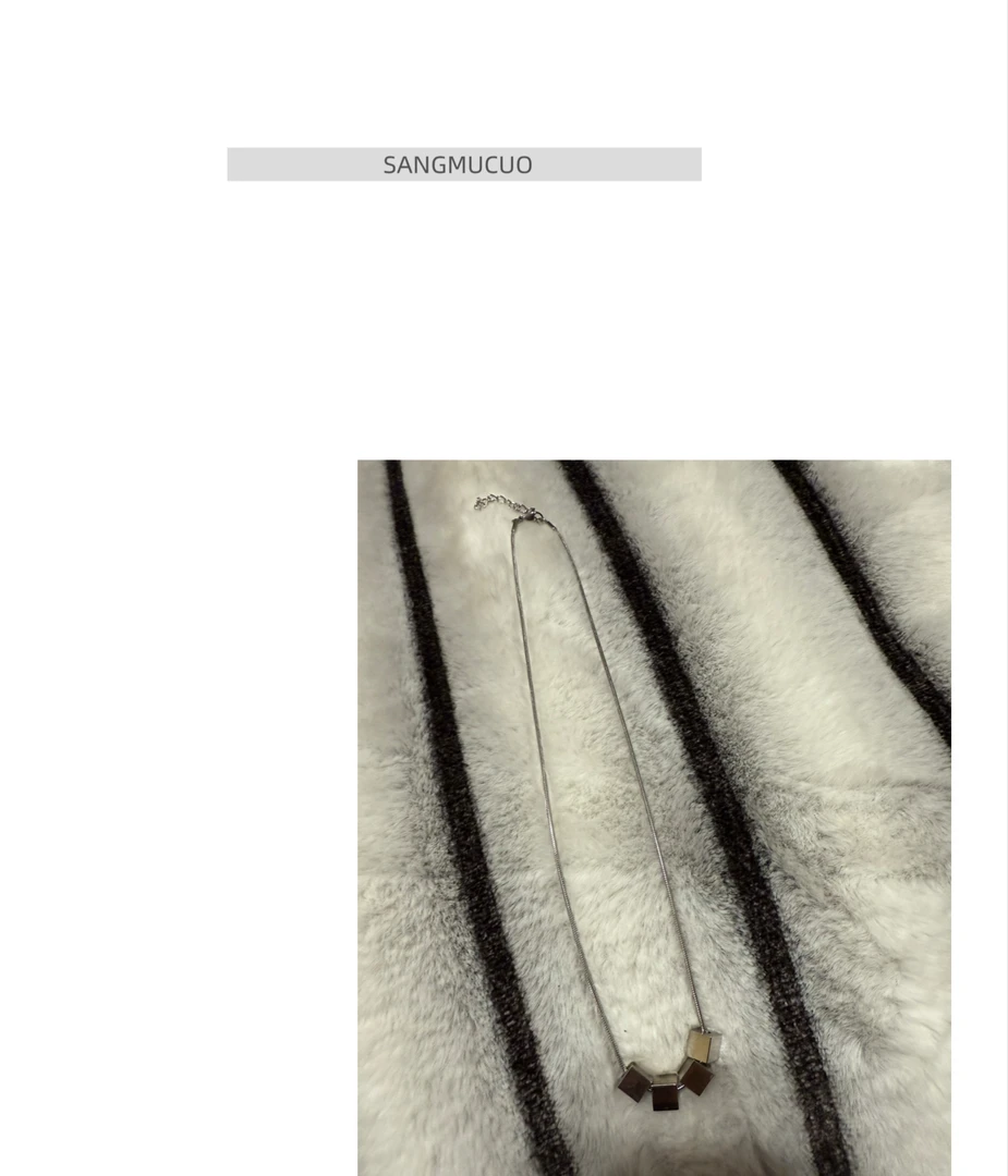 合金仿珍珠项链 SMC【25｜ 新款几何小方块太钢吊坠】不掉色